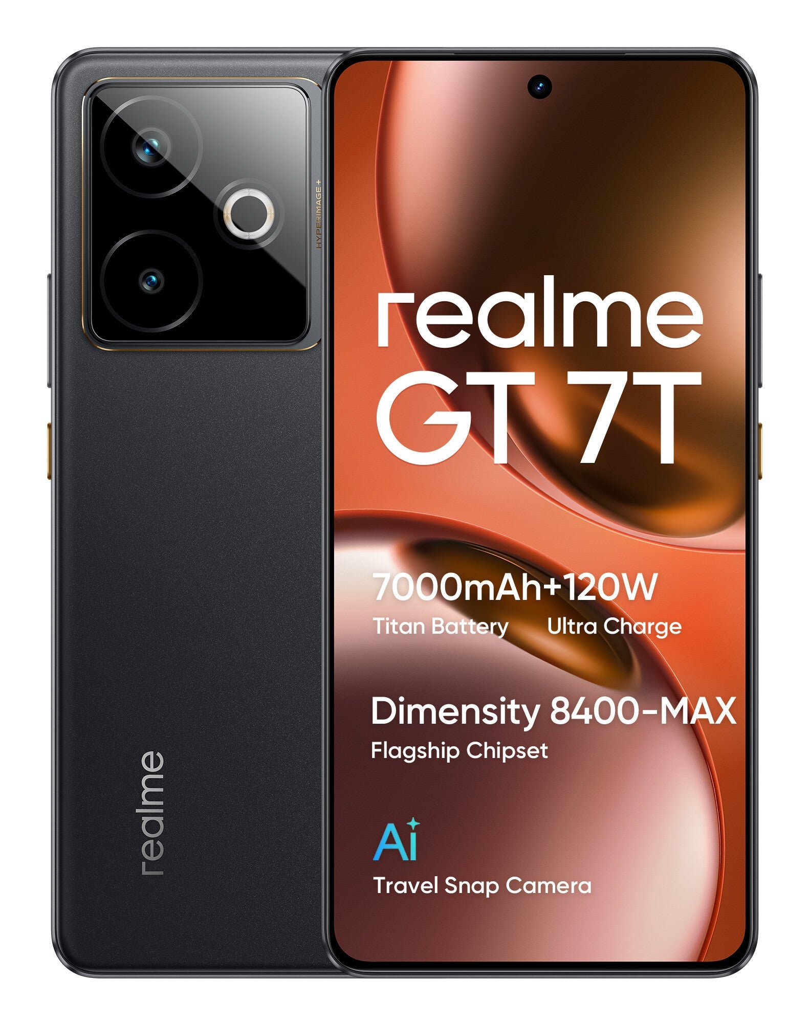 realme GT 7T 17,3 cm (6.8") Dubbla SIM-kort Android 15 5G USB Type-C 12 GB 256 GB 7000 mAh Svart